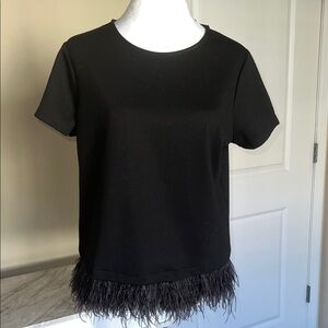 NWT W5 Black Feather Hem Women's Top